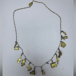 Kingston NY Charm Necklace with Purple beads